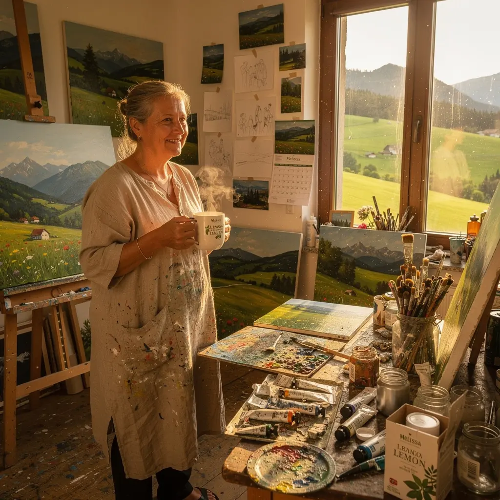 Prikaz priprave čaja iz melise z dodatkom medu in limoninega soka.