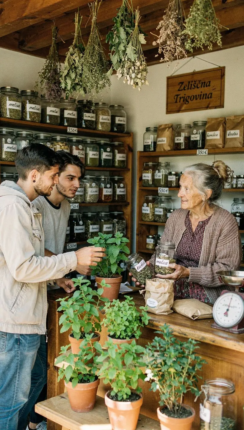 Užitni čaj iz melise z nežnim cvetjem, postrežen v elegantni skodelici.
